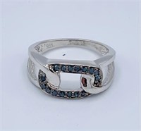 Blue Diamond 925 Sterling Silver Ring
