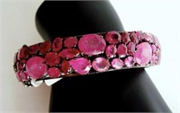109.42 cts Ruby 18k Gold Overlay 925 Silver Bangle