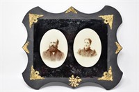 Antique Wooden Picture Frame w Gilt Corners with
