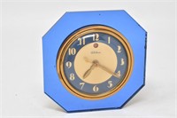 Art Deco Blue Glass Bubble Electric Clock by