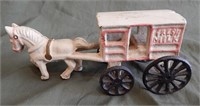 Vintage Cast Iron Horse Drawn Milk Cart
