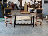 Entryway Table & Pair of Swivel Bar Chairs