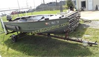 14' Aluminum V-hull Boat, Motor & Trailer