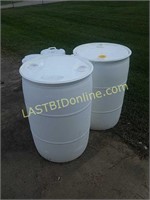 2 White Poly 55 gallon Drums / Barrels