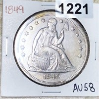 1849 Seated Silver Dollar CHOICE AU
