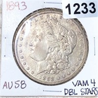 1893 Morgan Silver Dollar CHOICE AU VAM-4 DBL STRS