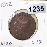 1802 Draped Bust Large Cent NICELY CIRC S-231