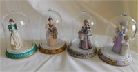 Set of 4 Avon Mrs. P.F.E. Albee figurines in domed