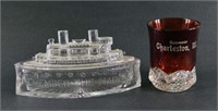 Remember The Maine Pressed Glass Candy Dish