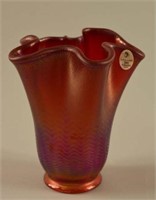 Fenton Red Iridescent Vase