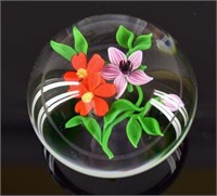 Victor Trabucco 1984 Floral Art Glass Paperweight