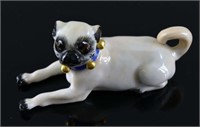 Meissen Pug Dog Figure With Bells