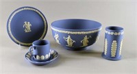 A Group Of Blue And White Wedgwood Jasperware