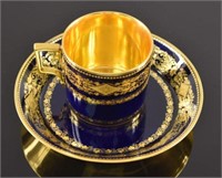 Royal Vienna Cobalt And Gold Tea Cup And Saucer