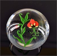 Victor Trabucco 1983 Floral Art Glass Paperweight