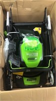 Green works pro 80 V 21 inch cordless lawnmower.