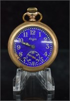 1899 Elgin Guilloche Enamel Dial Pocket Watch