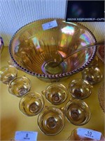 Carnival Glass Punch Bowl Set