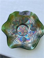 Green Carnival Glass Bowl