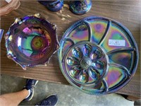 2 Purple Carnival Glass Pcs