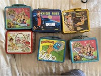 Six Child's Metal Lunch Boxes