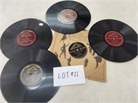 Lot of 5 antique Victrola records