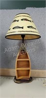 21 in wood boat table lamp with fish shade