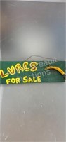 Custom "lures for sale" wooden sign, 3.5 x 11