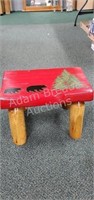 Custom made solid Pine black bear theme footstool