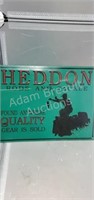 Heddon Rods and Tackle tin sign, 8.5 X 11.5 oh,