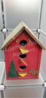 Custom-made solid wood moose theme birdhouse 9.25