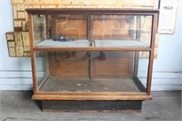 Antique Lighted Wooden Display Case