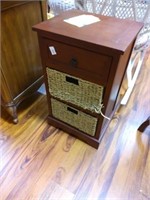 Wooden table  with wicker drawers