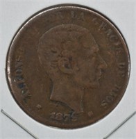 1879 Spain 10 Centavos Coin