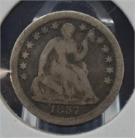 1857 U.S. Silver Seated Liberty Half Dime