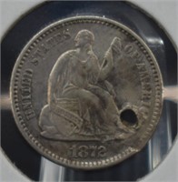 1872 U.S. Silver Seated Liberty Half Dime