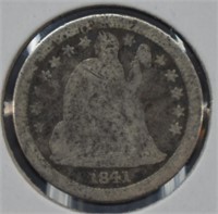 1841 U.S. Silver Seated Liberty Dime