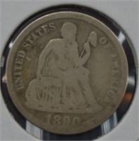1890 U.S. Silver Seated Liberty Dime