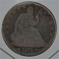 1874 U.S. Silver Seated Liberty Half Dollar