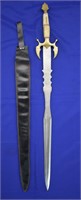 40" Brass & Steel Bone Handle Sword w/ Sheath