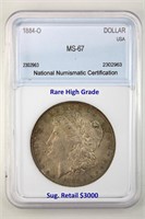 1884-O Morgan NNC MS-67 $3000 GUIDE