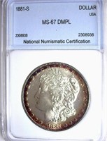 1881-S Morgan NNC MS-67 DMPL $11000 GUIDE