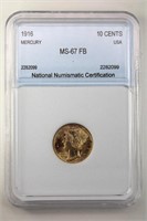 1916 Mercury Dime NNC MS-67 FB $1500 GUIDE