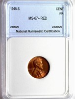 1945-S Cent NNC MS-67+ RED LISTS FOR $525