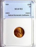 1934 Cent NNC MS-66 RED