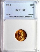 1946-D Cent NNC MS-67+ RED LISTS FOR $1100