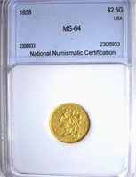 1838 Classic Gold $2.50 NNC MS-64 $17500 GUIDE
