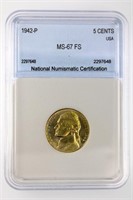 1942-P Nickel NNC MS-67 FS $425 GUIDE