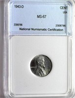 1943-D Cent NNC MS-67 $175 GUIDE