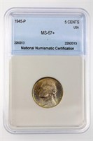 1945-P Nickel NNC MS-67+ $900 GUIDE